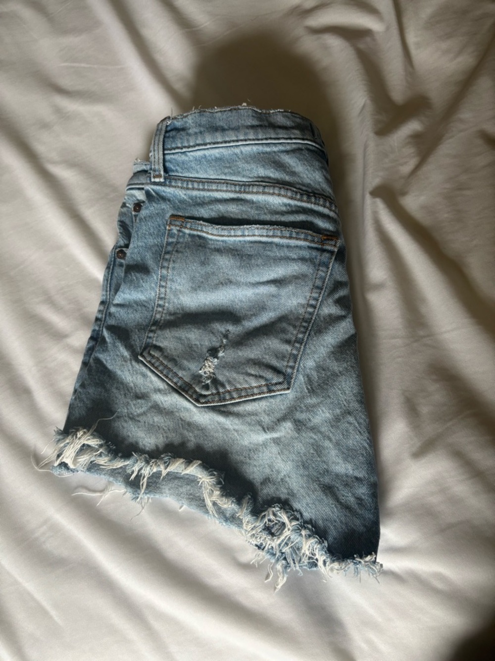 Abercrombie & Fitch Light Blue High-Rise Cutoff Shorts